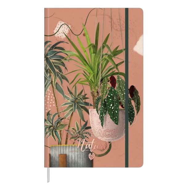 Notesbog Planner Linjerede Blade Planter Viskelæder A5 80 Ark