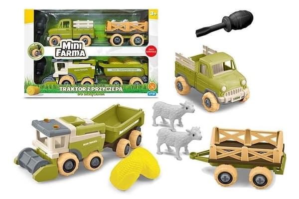 Minibonde traktor med släp för odling
