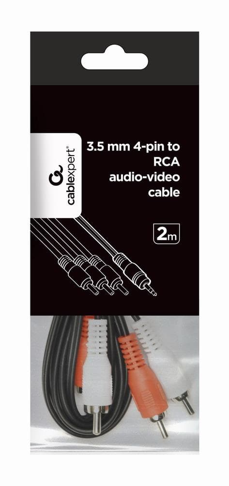 GEMBIRD CCA-4P2R-2M Gembird lydkabel JACK 3.5mm (4-polet) M/3x RCA (CINCH) M, 2M, sort