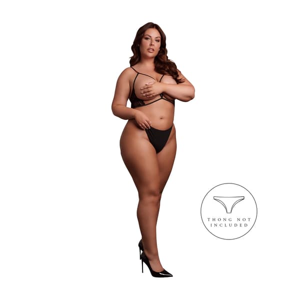 Rene Rofe Open Cup Trekants-BH Blonde Justerbar Plus Size Sort XL-4XL