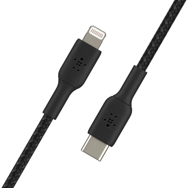 Belkin Lightning/USB-C-kabel 1m flettet, mfi-cert., sort