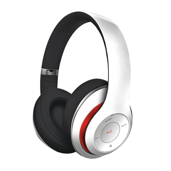 FREESTYLE BLUETOOTH ON-EAR HÖRLURAR MED MIKROFON FM MP3 AUX HEADSET VIT [43685] TE