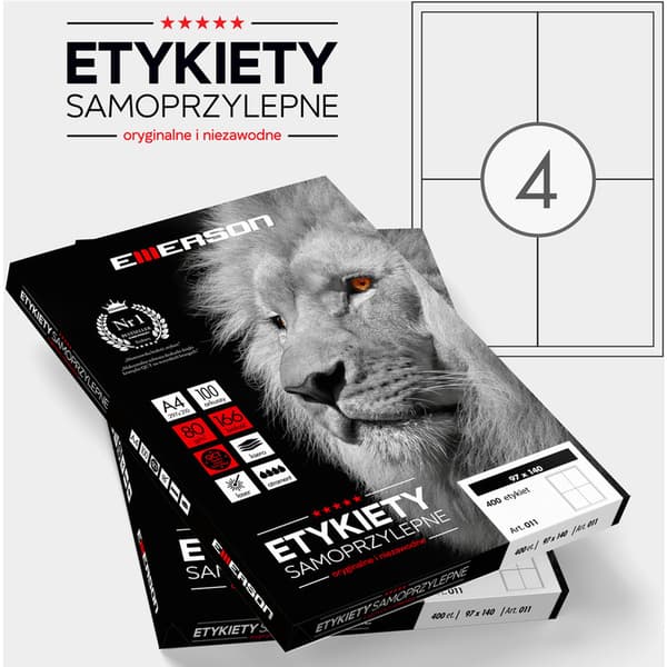 ETIKETIT 140 X 97,0 MM. 4 KPL/A4 EMERSON UNIVERSAL