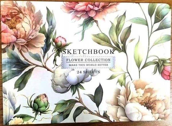 Skissbok A5/24K slät Blommor ljus FRÄSCH