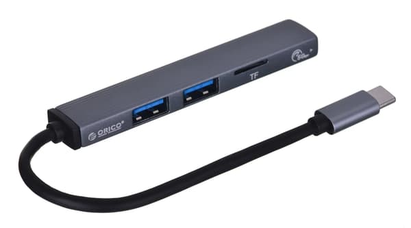 Orico Hub USB-C 3xport USB-A, microSD-læser, alu