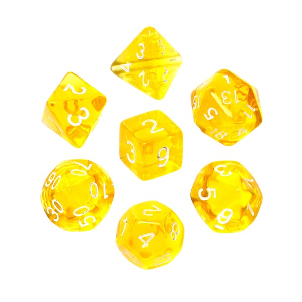 Set med stickade RPG gula minikristall REBEL