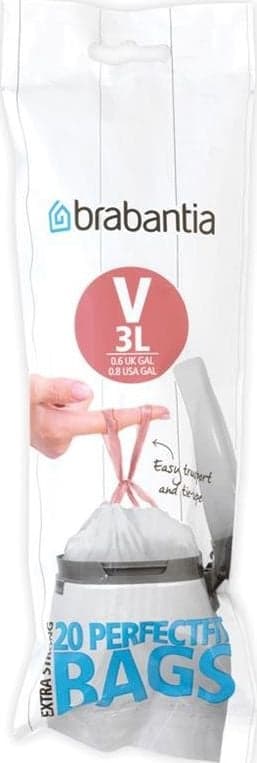 Brabantia PerfectFit Avfallspåse Typ V, 3 L, 20 Påsar