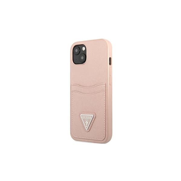 Guess GUHCP13SPSATPP iPhone 13 mini 5,4 \"rosa / rosa Hardcase SaffianoTriangle Logo Cardslot