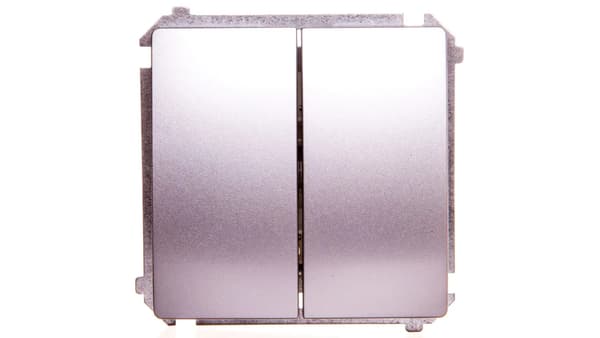 Simon Basic Trappekontakt Dobbelt med baggrundsbelysning 10AX 250V skrueterminaler sølvmat BMW6/2L.01/43