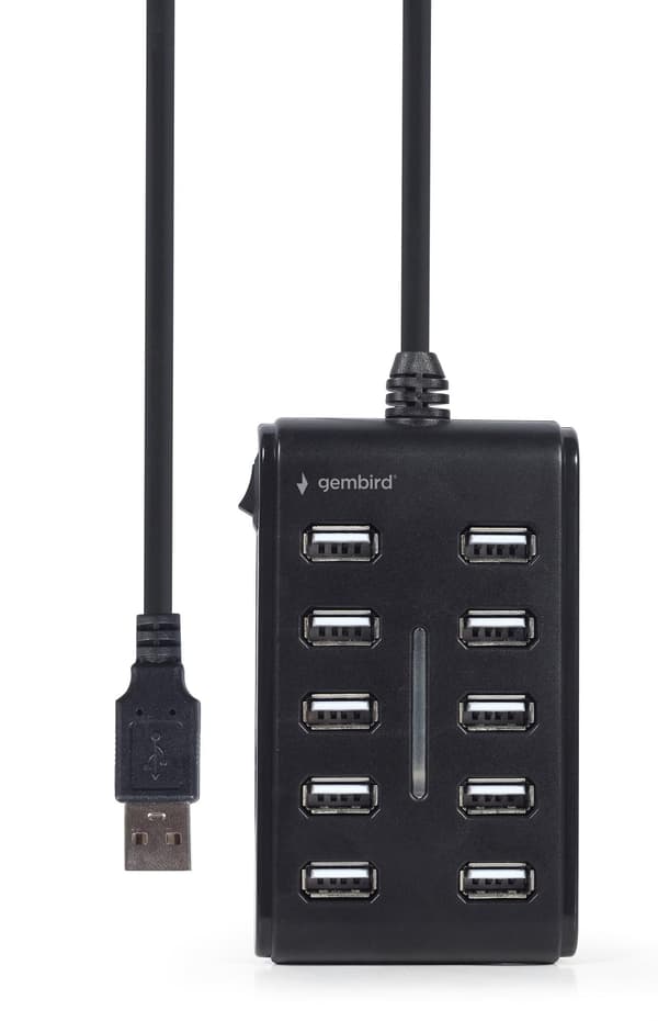 GEMBIRD 10-portars USB 2.0 HUB svart
