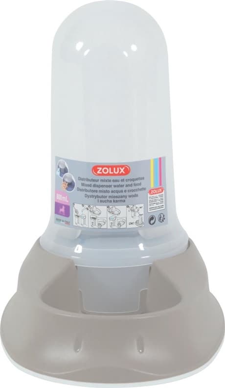 Zolux Foder-/Vattenautomat Smart Multireserve ljus bild 0,8 l (474234TAU)