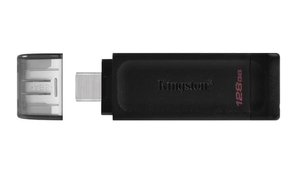 Kingston USB-flashdrev DataTraveler 70 - USB 3.2 Gen 1 - 128 GB - sort