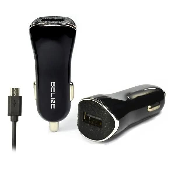 Autolaturi Beline 1xUSB + microUSB 1A musta