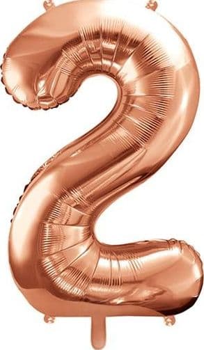 Party Deco Folieballon Nummer \"2\", 86cm, rosa guld universal
