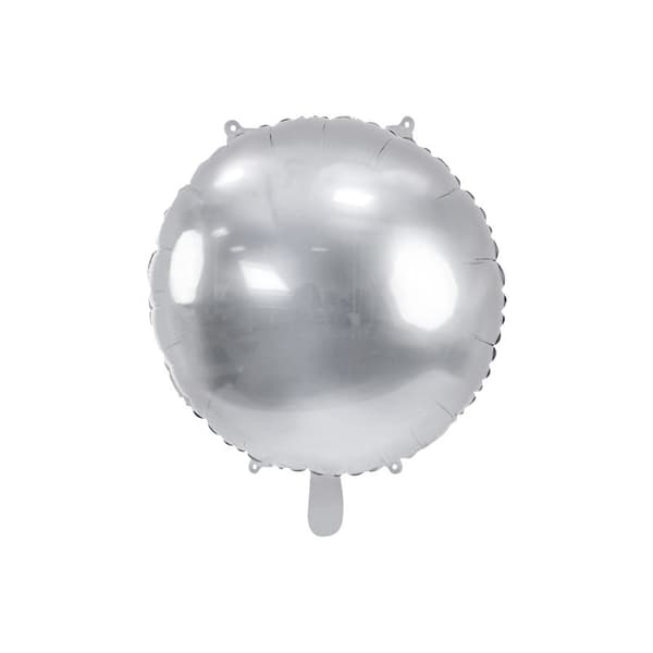 Folieballon rund pastil, 59 cm, sølv
