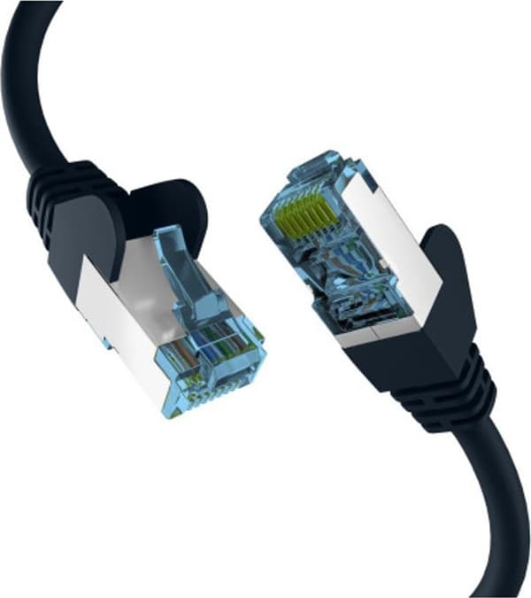 EFB RJ45 PATCHKABEL MED CAT7 RÅKABEL SORT 10m