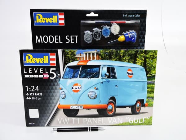 Modellsats. VW T1 Skåpbil (Gulf-dekoration)