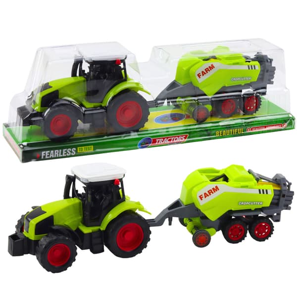 Set med Traktor Lantbruksbalpress Höbalpress Grön