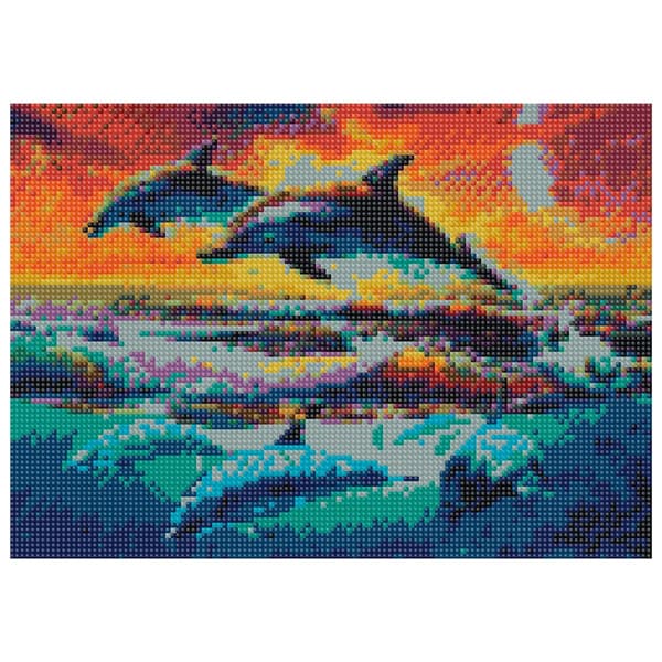 Flamingo Line Luova setti Timanttimosaiikki 30x40cm Delfiinit (TSGK77665)