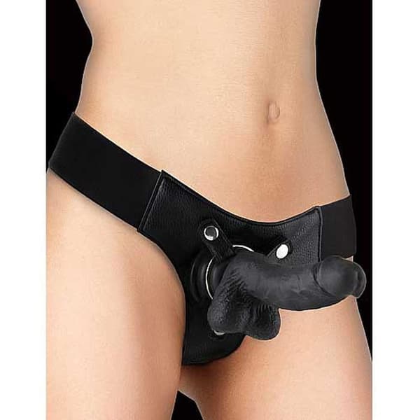 Realistisk - 7 tommer - Strap-On - Sort
