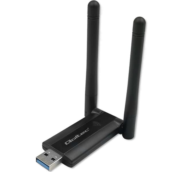 Qoltec nopea langaton USB DUAL Wi-Fi-sovitin 2 x 2dBi | AC-standardi | USB 3.0 | 1200Mbps