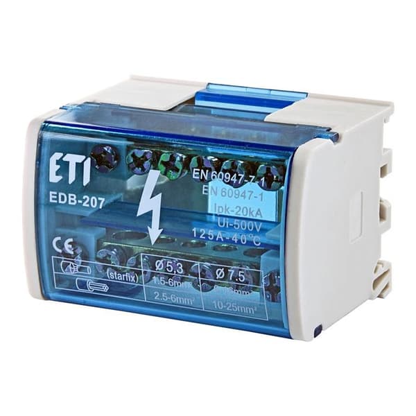 125A 2P 7 Terminal Distributionsblock EDB-207 001102300