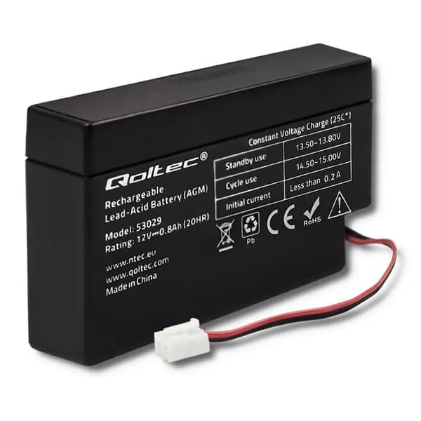 Batteri AGM Qoltec | 12V | 0.8Ah | MAX.12A
