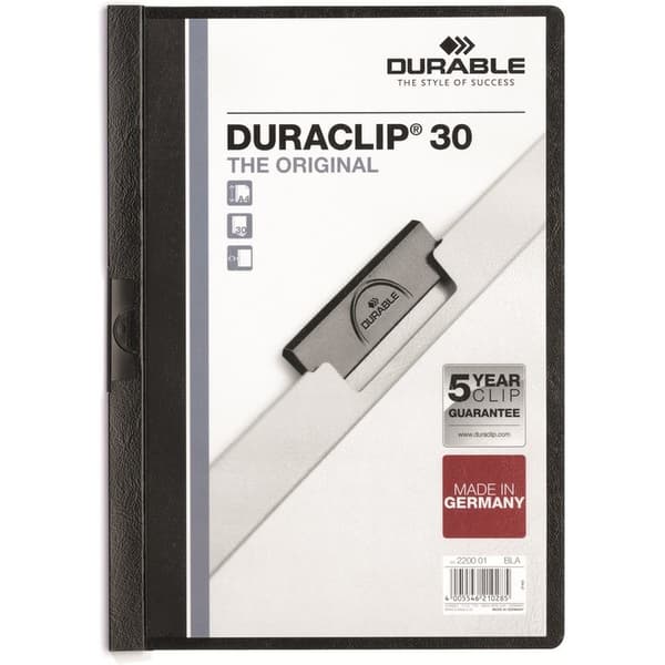 Durable Klemme-Arbejdsbog A4/30 ark Sort