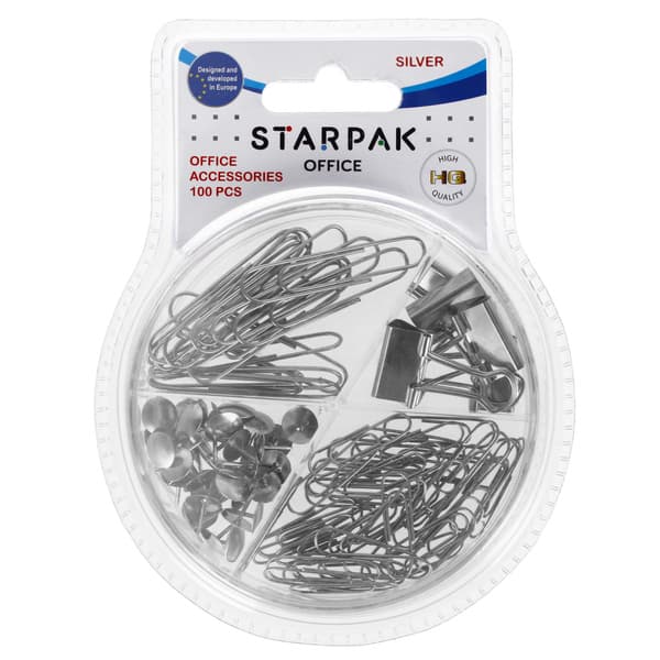 Toimistotarvikkeet 100 kpl hopea STARPAK