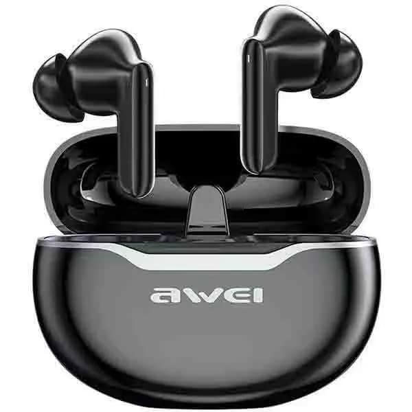 AWEI Bluetooth 5.3 T50 ENC hovedtelefoner + dockingstation sort/sort