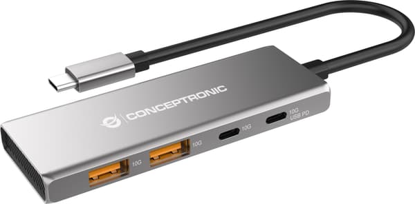 Conceptronic HUBBIES15G gränssnittshubb USB 3.2 Gen 2 (3.1 Gen 2) Typ-C 10000 Mbit/s Grå