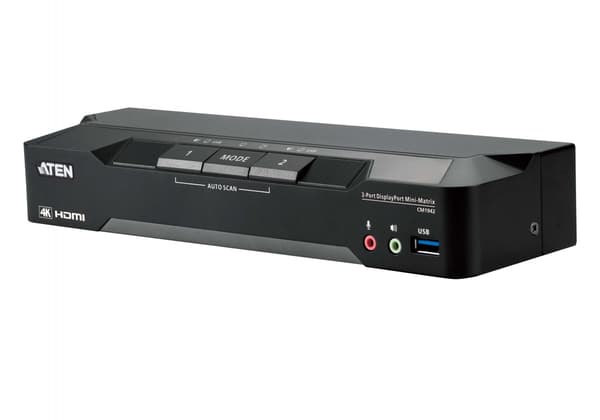 Aten 2-portars 4K DisplayPort dubbel skärm Mini-Matrix Boundless KVM-switch