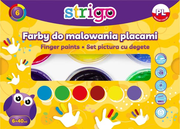 Fingermaling 40ml 6 farver STRIGO