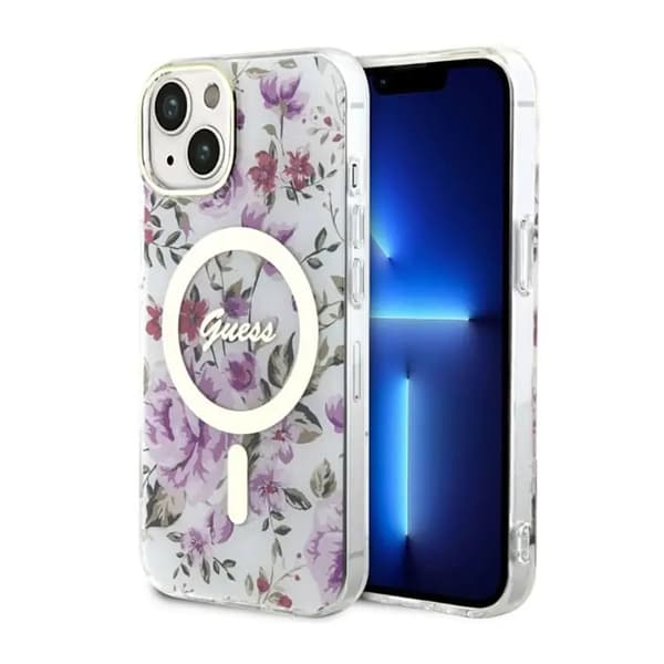 Guess GUHMP14MHCFWST iPhone 14 Plus 6,7\" transparent Hardcase Flower MagSafe