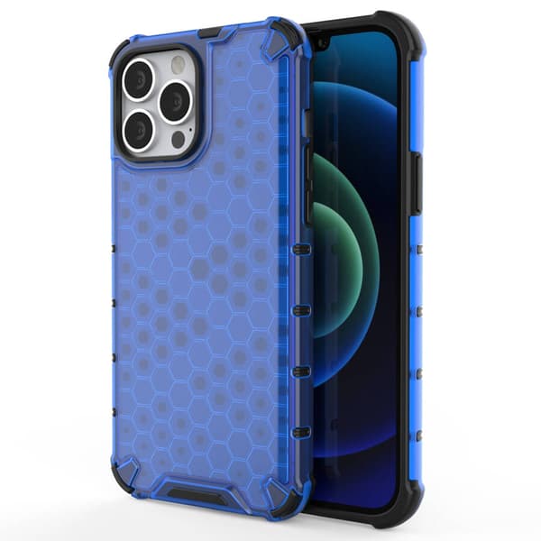 Honeycomb mobilskal skyddsfodral med TPU-ram för iPhone 13 Pro Max blå
