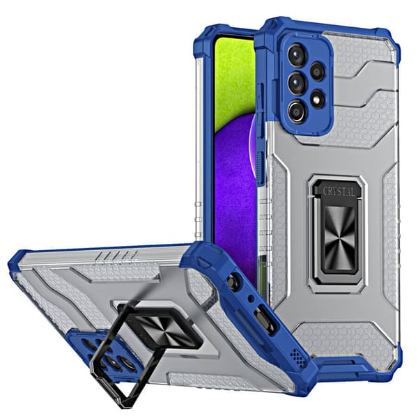 Crystal Ring Case robust Kickstand TPU/PC Pansar Mobilskal Hårt Skal för Samsung Galaxy A72 4G blå