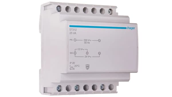 Modul Säkerhetstransformator 230/12-24V AC 1.04-2.08A 25VA IP20 ST312