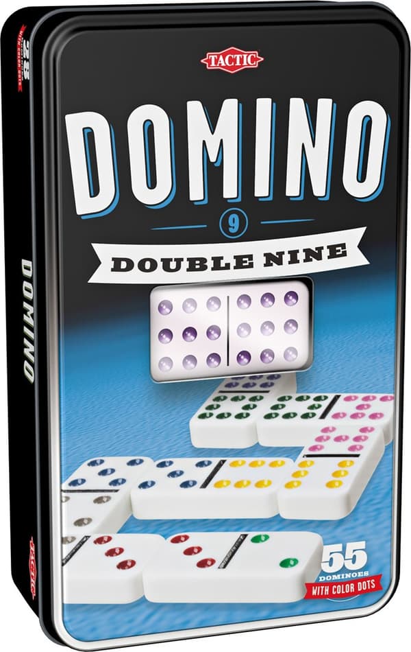 Dominobrickor i en burk