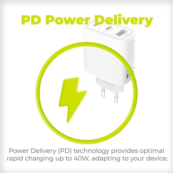 Mobile Origin GaN 40W Vægoplader MO13, 1 USB-A + 2 USB-C