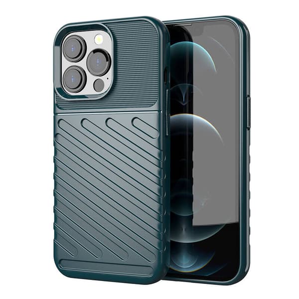 Thunder Case Flexibelt Robust Pansar Mobilskal TPU Skyddsfodral för iPhone 13 Pro grön