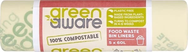 GreenAware GreenAware, 60L kompostoitavat ruokajätepussit, 5 kpl