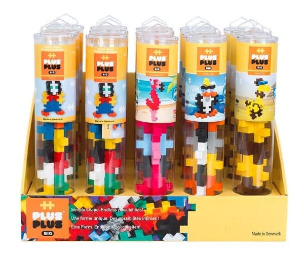 Byggklossar Plus Plus Big tubes - Djur display 15 delar