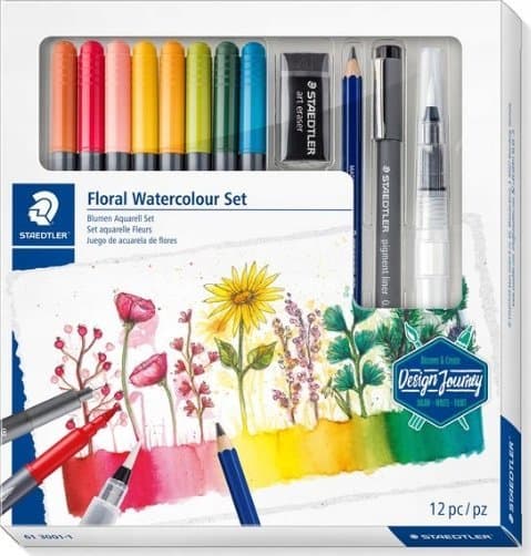 STAEDTLER \"Design Journey\" set akvarellblommor 100% EFC