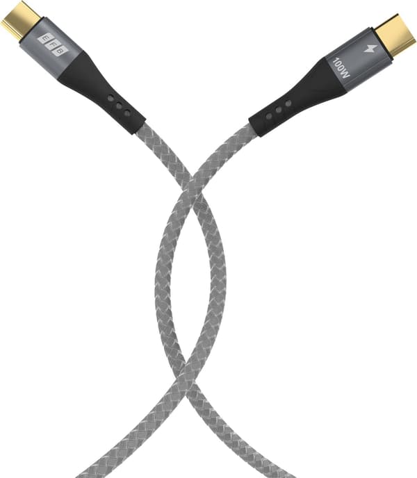 EFB USB-C -kaapelisetti 100W PD 3.0 5A E-Marker-siru 2x2M harmaa