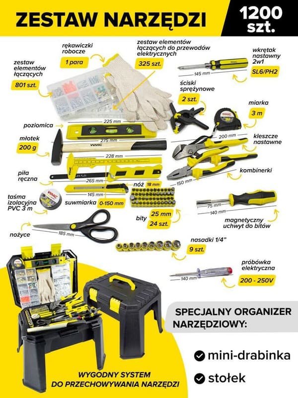 UNIVERSAL SÆT 1200 stk. 1/4\" 6-KAT. /WMC