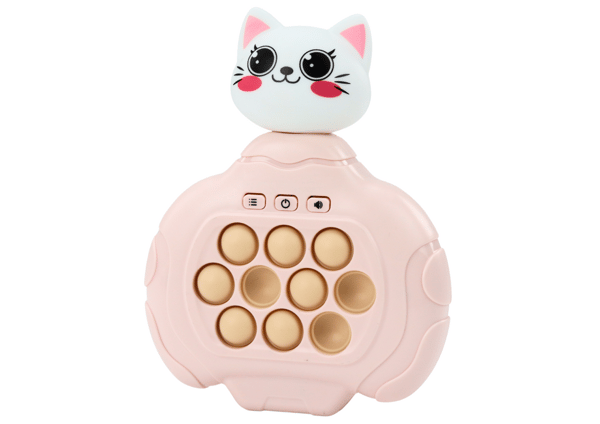 Pop-It Kitty -peli, vaaleanpunainen arcade-konsoli, tärisevä aistityyny