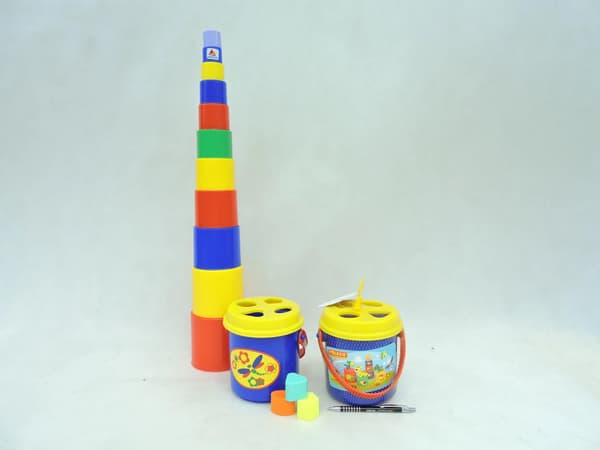 Wader-pyramidi nro 3 (16 kpl) ämpärissä verkon sisällä (52605)