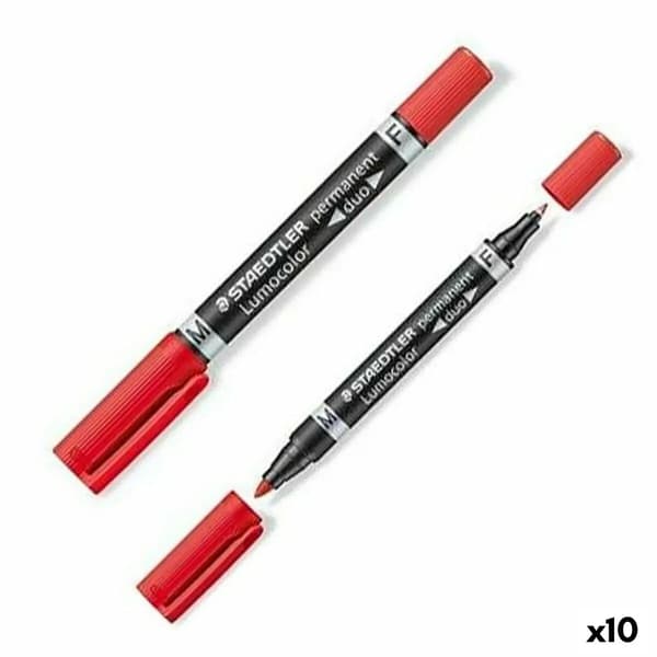 Permanent markør Staedtler Lumocolor 348 Dobbelt Rød 10 enheder