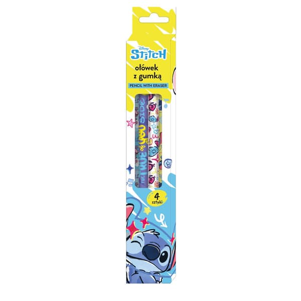 Blyertspenna med suddgummi 4-pack Stitch