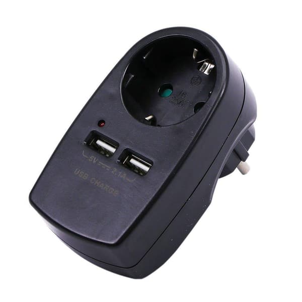 Sovitin 2x USB 2.1A V-TAC Musta VT-1044